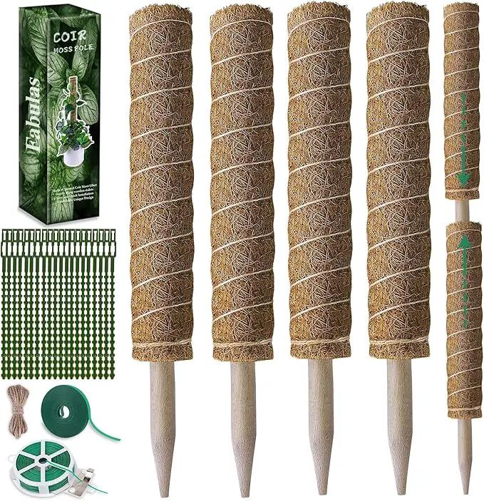 Moss Pole 47.5 Inch - Monstera Plant Support, 4 Packs 16 Inch Plant Stakes for Indoor Plants Coco Coir Moss Pole Sticks for Climbing Potted Live Plants, Pothos, Philodendron, with Garden Ties by GreenHaven Gardens
