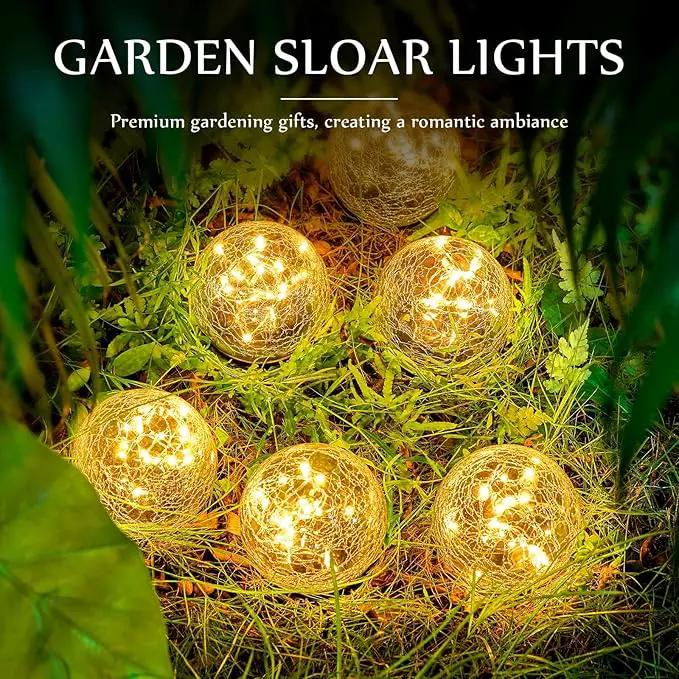 Honoson 3.9 Inch Solar Globe Lights Outdoor Waterproof, Solar Balls for Garden Cracked Glass Ball, Ground Landscape Garden Decor for Patio and Yard Lawn Backyard (6 Pieces) by GreenHaven Gardens