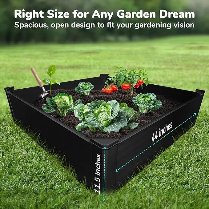 Raised Garden Bed - 4x4 ft Planter Box - Black HDPE - No Tools Needed - DIY Kit for Urban Gardening, Flowers, Herbs & Vegetables - Made in The USA by GreenHaven Gardens