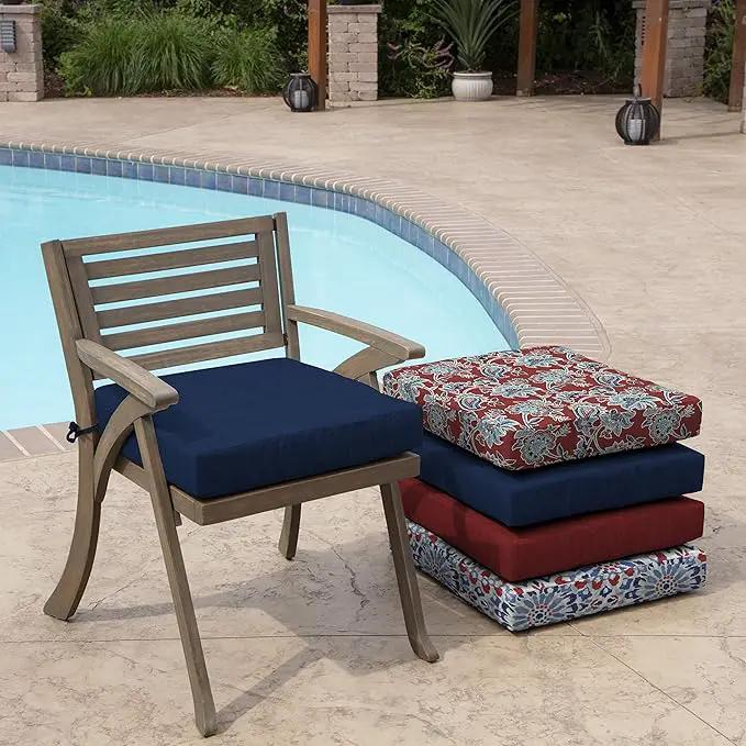 Arden Outdoor Seat Cushion, 19 x 19, Rain-Proof, Fade Resistant Sapphire Blue Leala by GreenHaven Gardens