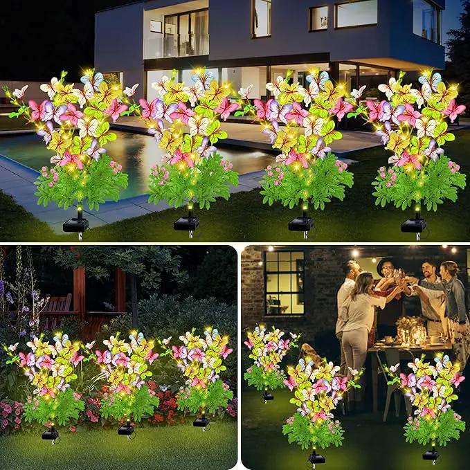 Solar Garden Lights Outdoor Waterproof,2 Packs Solar Swaying Butterfly Lights Decor,Gardening Butterfly Gifts for Mom Women,Solar Flowers Plant Lights Decorative Stakes for Yard Patio Lawn Pathway by GreenHaven Gardens