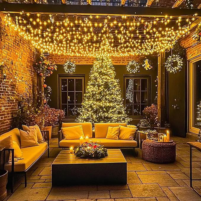 JMEXSUSS 1000LED Green Wire String Lights Warm White by GreenHaven Gardens