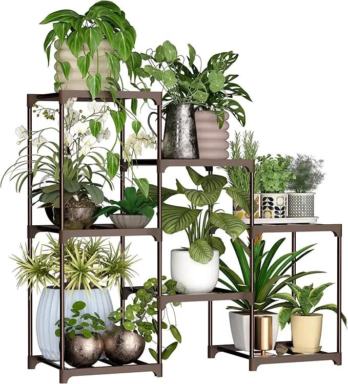 Metal Plant Stand Indoor Outdoor Plant Shelf Stand, 3 Tiers 7 Pots Potted Flower Plant Stands for Indoor Plants Multiple, Plant Shelves Stands Rack for Patio, Balcony, Living Room by GreenHaven Gardens