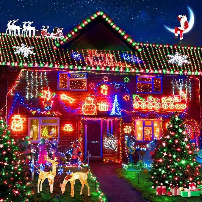 KNONEW 600FT 1500 LED Christmas String Lights Outdoor Green Wire Fairy Light 8 Modes & Timer Plug in Waterproof LED String Lights for Xmas Yard Tree Wedding Party Holiday Decorations(Red and Green) by GreenHaven Gardens