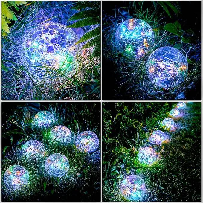 Honoson Decorative Solar Globe Lights Outdoor Waterproof LED Cracked Glass Ball Lights for Pathway, Walkway, Garden, Yard, Lawn Decoration(4 Pcs,3.9 Inch) by GreenHaven Gardens
