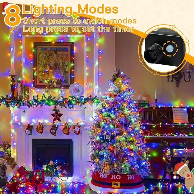 Ollny Christmas Lights Outdoor 200LED 60FT, Multicolor Connectable Plug in Fairy Light Indoor, 8 Modes Waterproof Timer Plug in LED String Lights for House Outside Bedroom Patio Balcony by GreenHaven Gardens