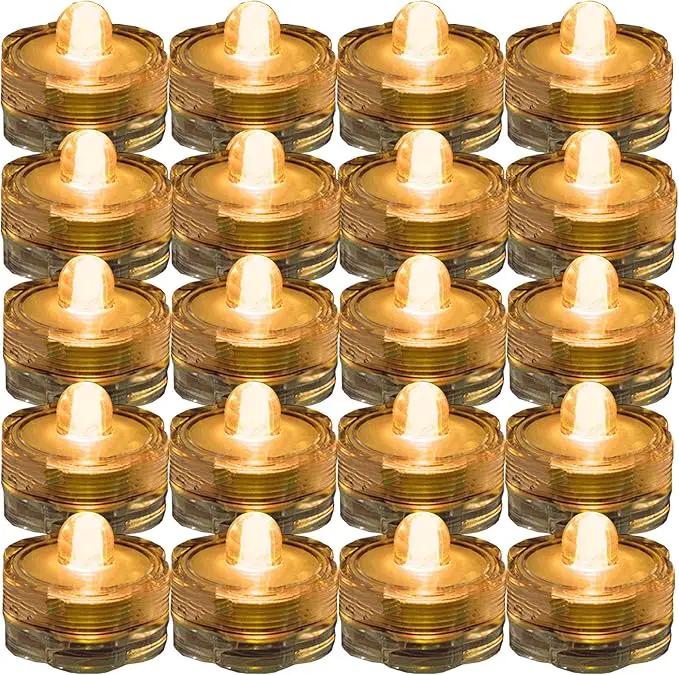 Bright LED Floral Tea Light Submersible Lights for Party Wedding (Amber, 30 Pack) by GreenHaven Gardens