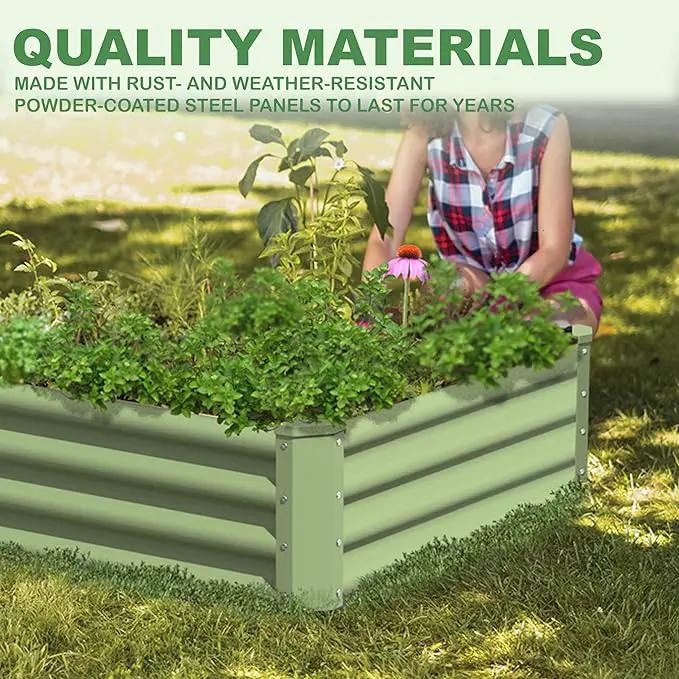 8X4X1ft Galvanized Raised Garden Bed for Gardening,Metal Planter Boxes Outdoor Patio Kit Planting Bed for Vegetables Flowers Herb,Green by GreenHaven Gardens