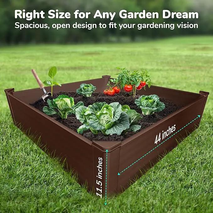Raised Garden Bed - 4x4 ft Planter Box - Brown HDPE - No Tools Needed - DIY Kit for Urban Gardening, Flowers, Herbs & Vegetables - Made in The USA by GreenHaven Gardens