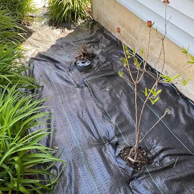Heavy Duty Weed Barrier, 3.2oz Black Weed Blocker Fabric, Garden Fabric Weed Barrier, Weed Control Fabric Ground Cover, Landscape Fabric for Road, Gardening Mat (4FT*300FT) by GreenHaven Gardens