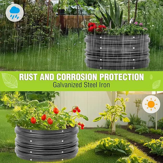 WORKPRO 3Pcs 2x2x1ft Galvanized Raised Garden Bed Set, Rust & Corrosion Protection, Easy Assembly, Safe Edge, Ideal for Vegetables & Flowers, Black by GreenHaven Gardens