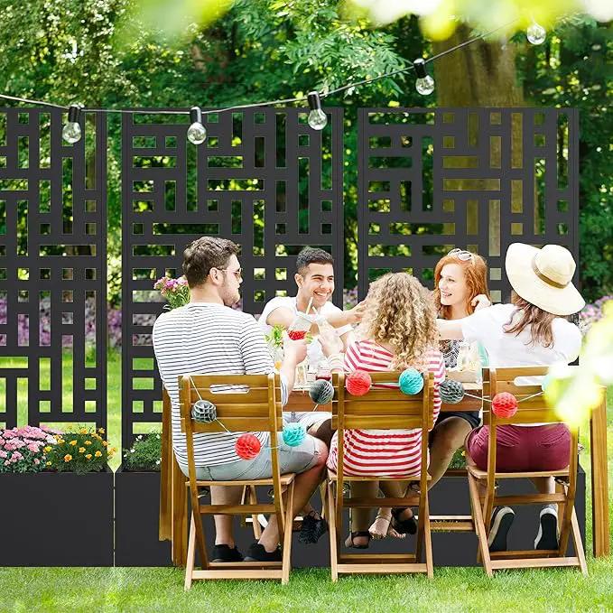 Casaphoria Metal Raised Garden Bed with Trellis and Wheels, 59"x30"x12" Planter Box for Climbing Plants, Vegetables & Vines, Features Drainage Holes and Privacy Screen (Black-Helen) by GreenHaven Gardens
