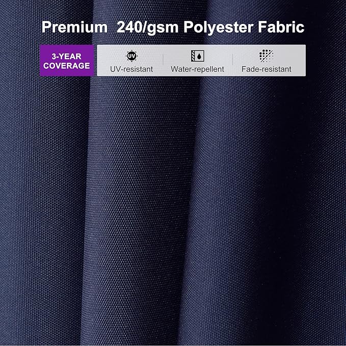 PURPLE LEAF 10' × 10' Patio Cantilever Umbrella with Base Outdoor Square Adjustable Offset Umbrellas with 360-degree Rotation and 8 Heavy Duty Metal Ribs for Garden Deck Pool Navy Blue by GreenHaven Gardens