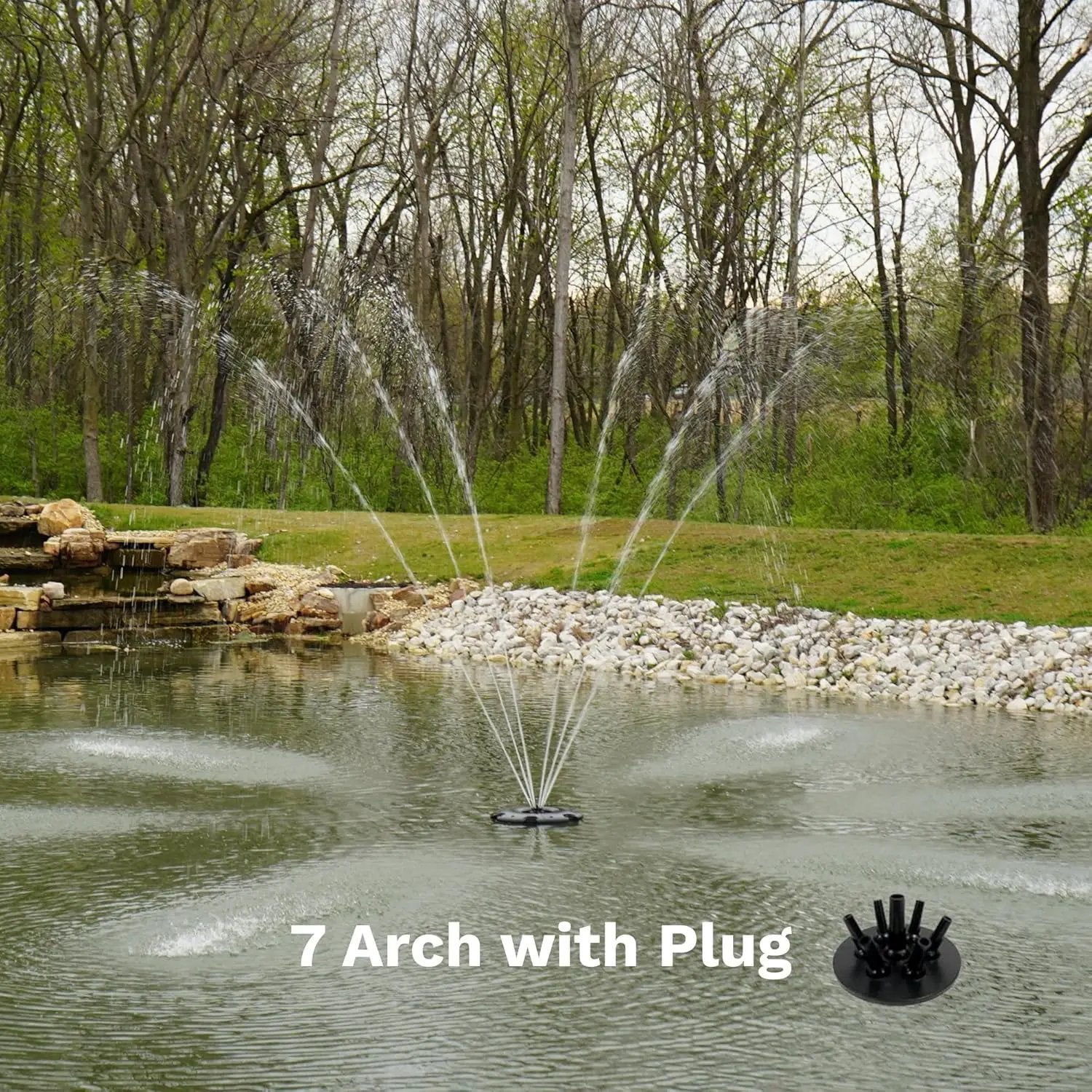 HALF OFF PONDS Floating Fountain – 1.75 HP Pond Aerator with 200' Cord – 14,800 GPH Water Pump – 11 Spray Patterns - Energy-Efficient – for Large Ponds, Lakes & Water Gardens by GreenHaven Gardens