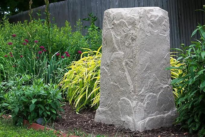 Emsco Group 2235 Natural Sandstone Appearance Utility Cover – Lightweight – Easy to Install Tall Monolith Landscape Rock by GreenHaven Gardens