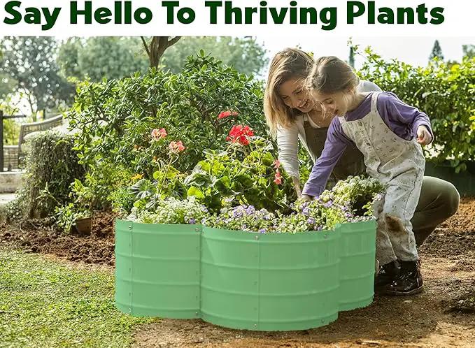 Galvanized Raised Garden Beds Outdoor // 3×3×1 ft Planter Raised Beds for Gardening, Vegetables, Flowers // Large Metal Garden Box (Light Green) // Patented Tool-Free Design by GreenHaven Gardens