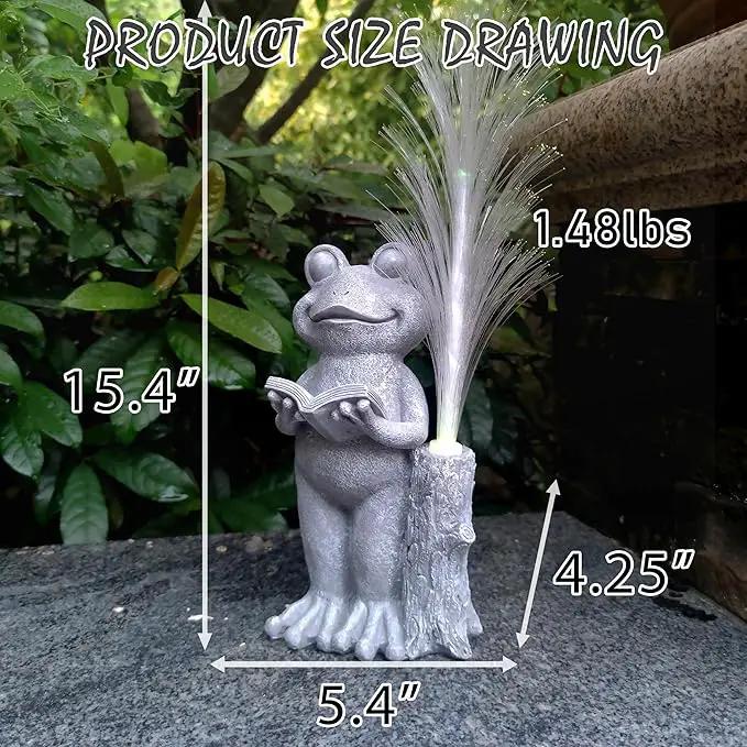 Frog Statue Solar Garden Decor,Resin Frog Statues and Colour Changing Optical Fiber Solar Lights,Outdoor Decoration for Balcony, Garden, Patio, Yard, Lawn,Gifts for Mom Grandma by GreenHaven Gardens