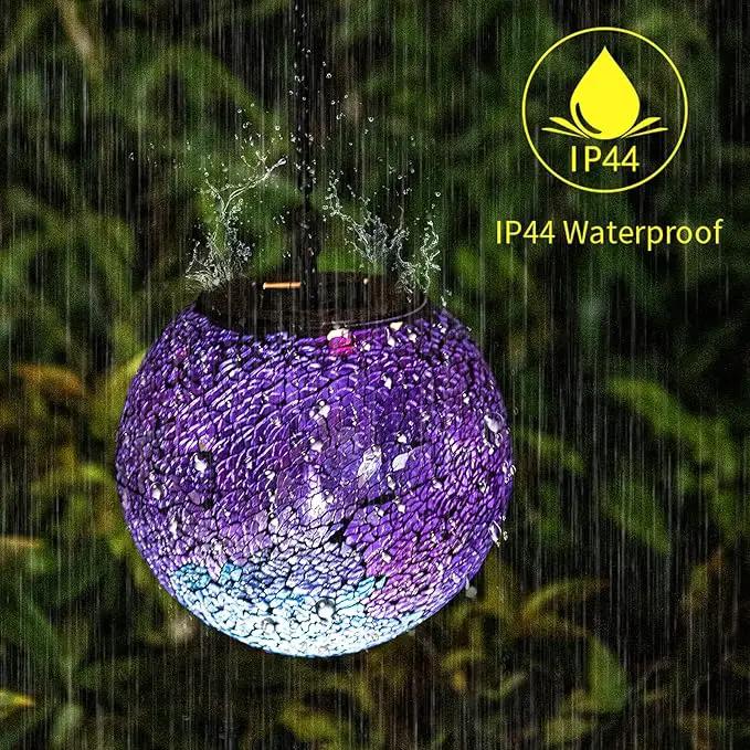VCUTEKA Solar Lanterns Outdoor Waterproof - Hanging Solar Lights Garden LED Lanterns Mosaic Crack Glass Design for Landscape Patio Yard Garden Pathway Decoration by GreenHaven Gardens