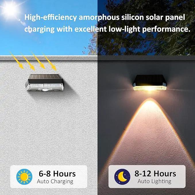 12PK Solar Fence Lights Outdoor - 3000/4000/6000K&RGB 6 Color, Dusk to Dawn Fence Lights Solar Powered, IP65 Waterproof Solar Light Outdoor for Backyard/Railing/Step/Patio/Wall by GreenHaven Gardens