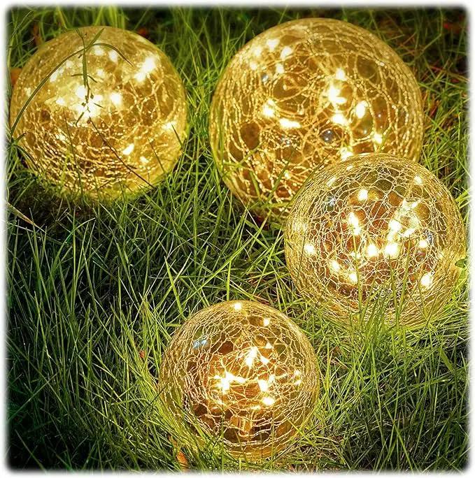 Honoson 6 Inch Solar Globe Lights Outdoor Waterproof, Solar Balls for Garden Cracked Glass Ball, Ground Landscape Garden Decor for Patio and Yard Lawn Backyard (4 Pieces) by GreenHaven Gardens