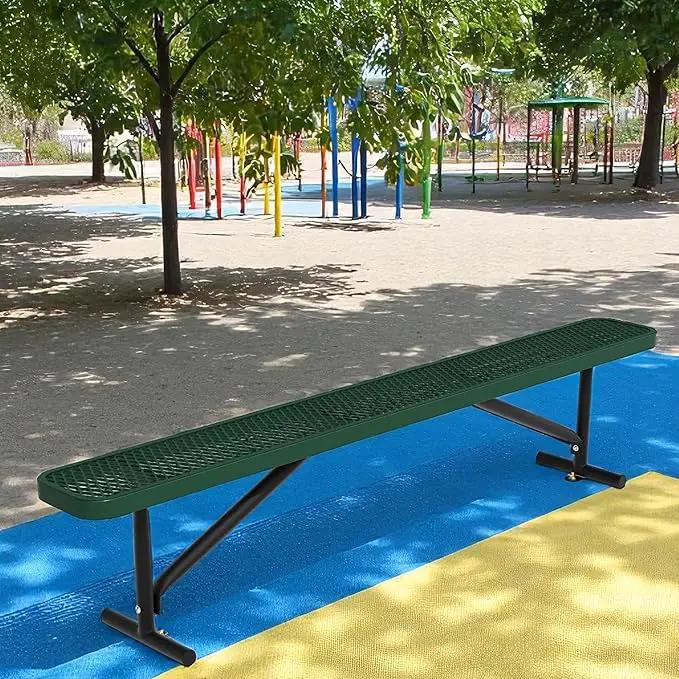 96" L Outdoor Metal Benches, Heavy Duty Garden Park Bench for Outside, Porch Chair Sports Backless Commercial Benches Mesh Bench for Shopping Mall, Store, Lawn, Park, Patio, Deck, Garden by GreenHaven Gardens
