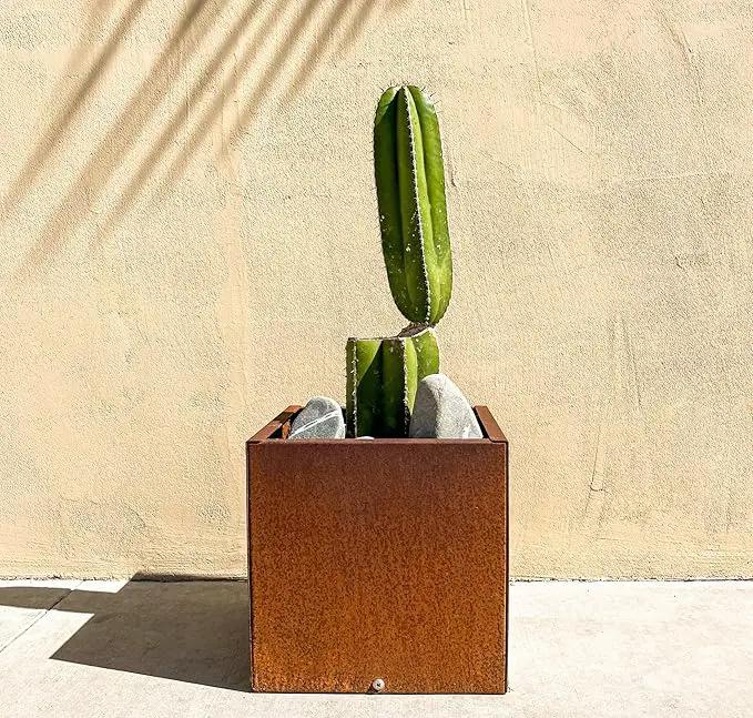 DIY CARTEL Corten Steel Cube Outdoor Planter Box, Rustic & Modern Farmhouse Design, Large Raised Metal Garden Bed for Commercial & Residential Use (12in x 12in) by GreenHaven Gardens
