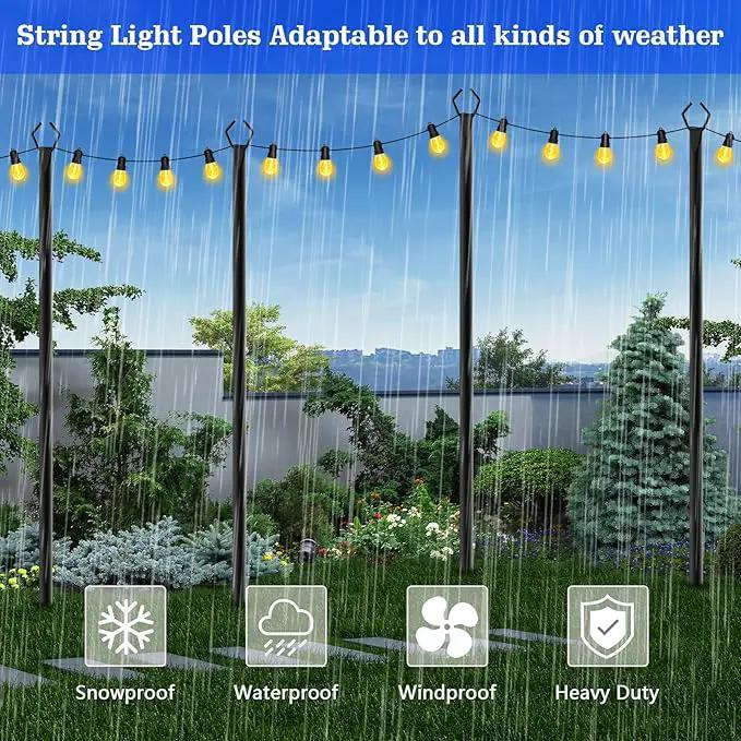 4 Pack String Light Poles,10 Ft Metal Poles with Fork for Outdoor String Lights,Outdoor Light Poles with Fork,Poles/Post/Stand for Outside,Patio,Deck,Backyard,Garden Wedding,Party by GreenHaven Gardens