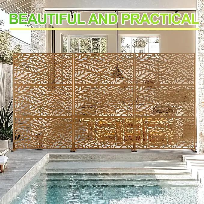 Outdoor Privacy Screen,72" H×47" W Metal Privacy Screen, Freestanding Privacy Fence Panels for Patio by GreenHaven Gardens