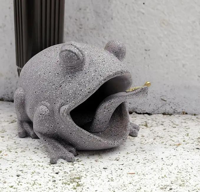 Frog Statues Gutter Downspout Extension Statues Garden Decoration,Animal Resin Statue Outdoor Decor,Downspout Diverter,Decorative Gutter Extension,3"×4" Downspout Extender Diverter Splash Block（Grey） by GreenHaven Gardens