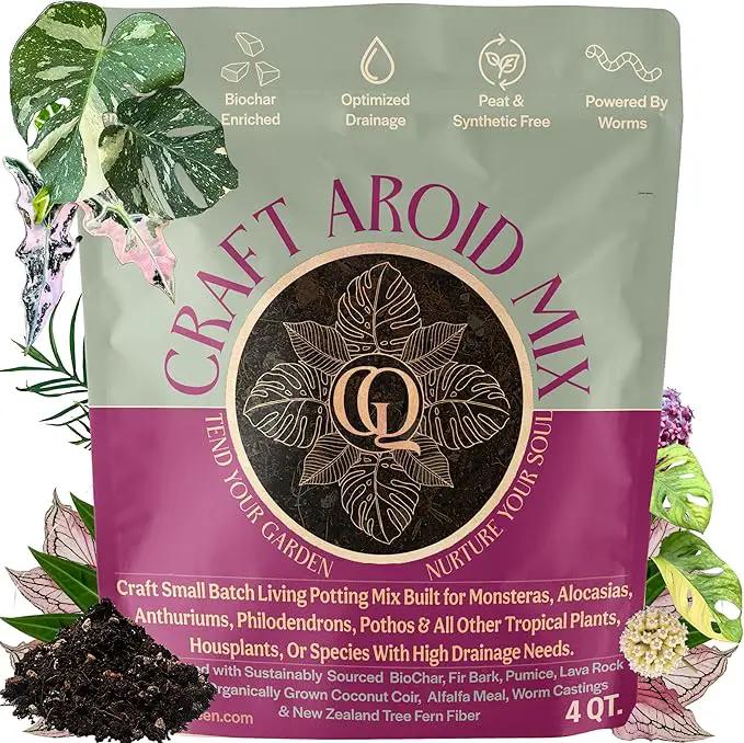 Craft Aroid Potting Mix- Elite Alocasia, Philodendron, Monstera Soil Mix, Chunky, Well Draining Potting Soil for Indoor Plants, All Tropical Plants & Houseplants, Synthetic & Peat Free 4QT by GreenHaven Gardens