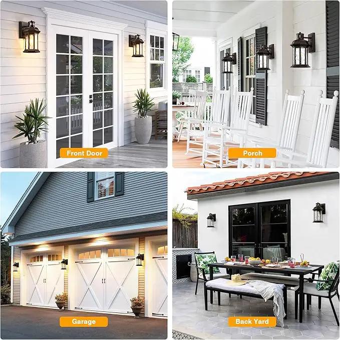 VIANIS Motion Sensor Outdoor Garage Lighting Fixture, Oil Rubbed Bronze Farmhouse Exterior Wall Mount Sconce for House, Waterproof Dusk to Dawn Front Porch ORB Outside Lantern for Patio