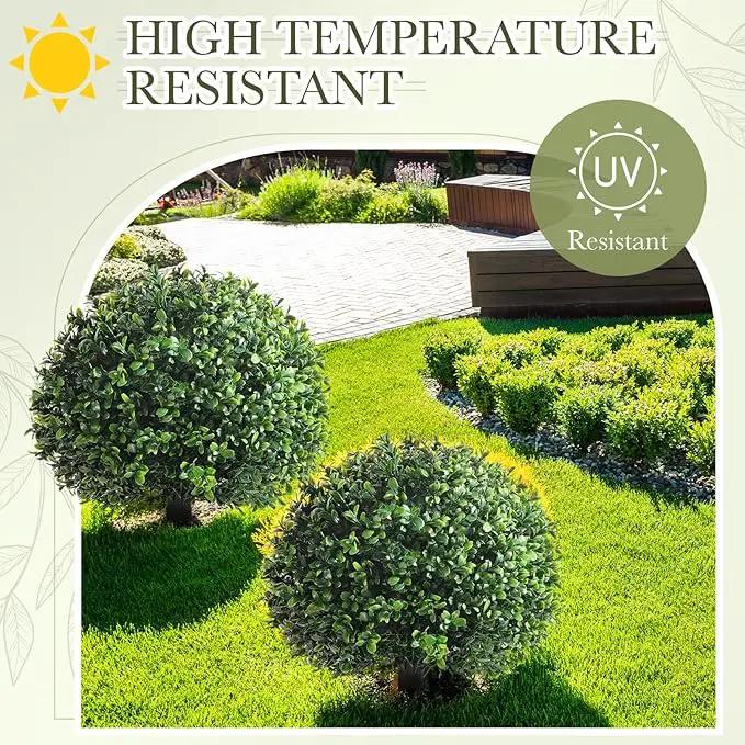 Yunlly 6 Pack 18" Artificial Boxwood Ball Bush Topiary Trees Fake Outdoor Plants, Realistic UV Resistance Faux Shrubs with Spike Greenery Topiary for Front Porch Garden Yard Patio Indoor (Green) by GreenHaven Gardens