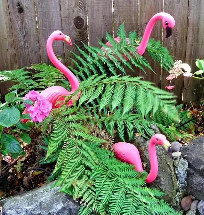 GiftExpress Pink Flamingos Yard Decorations - 4 Pack Extra Large 24" Tall Plastic Flamingo Statue w/Metal Stakes - Lawn Ornaments & Garden Decor for Outdoor Parties by GreenHaven Gardens