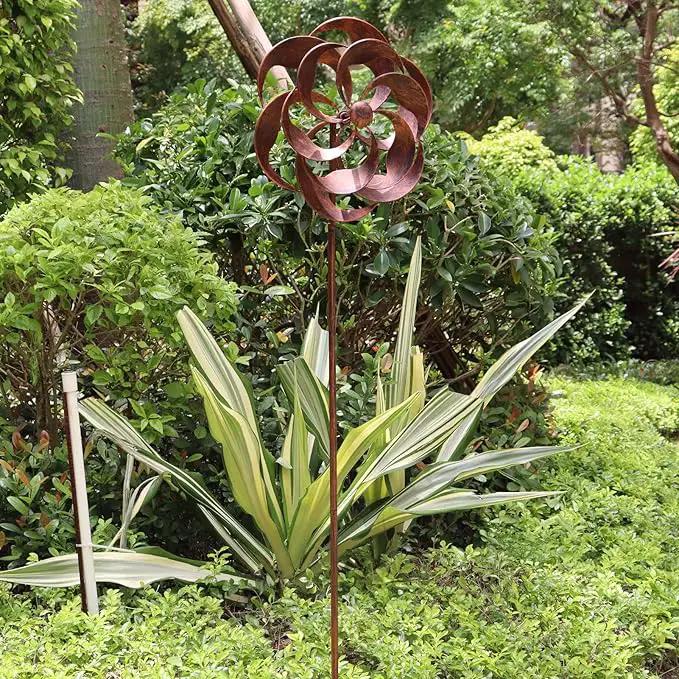 360 Degrees Metal Swivel Classical Wind Spinner Willow Leaves for Patio Lawn Outdoor Yard Lawn Garden 70x20 Inches by GreenHaven Gardens