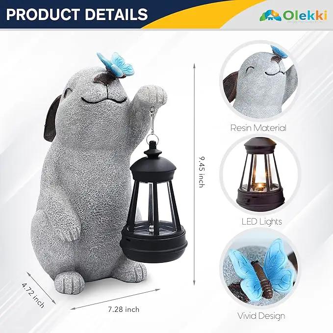 Solar Rabbit Statues for Garden Decor - Outdoor Bunny Figurine with Solar Lantern for Yard Patio Lawn Balcony Ornaments - Garden Gifts for Mothers Day, Grandma, Easter by GreenHaven Gardens