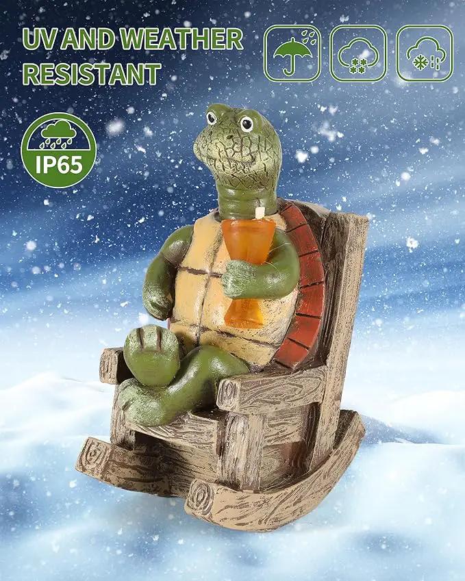 iStatue Solar-Powered Turtle Figurine Light with Glowing Cup - 5.5 in Lifelike LED Decorative Lamp for Outdoor Ambiance - Patio Table, Yard & Garden Decor (Turtle) by GreenHaven Gardens
