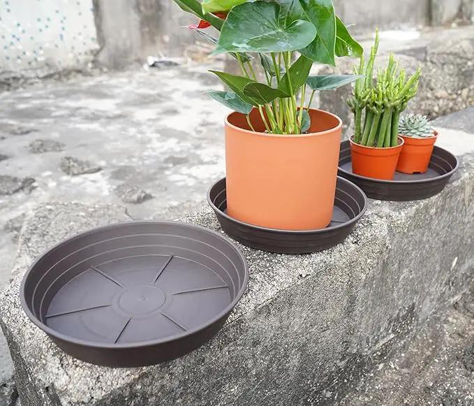Plant Saucer 14 Inch 2 Pack 6 8 10 12 14 16 18 20 25, Plastic Plant Trays for Pots，Extra-Deep Plant Water Dray Tray, Bird Bath Bowl, Heavy Flower Plant Saucers Indoors and Outdoor No Holes by GreenHaven Gardens