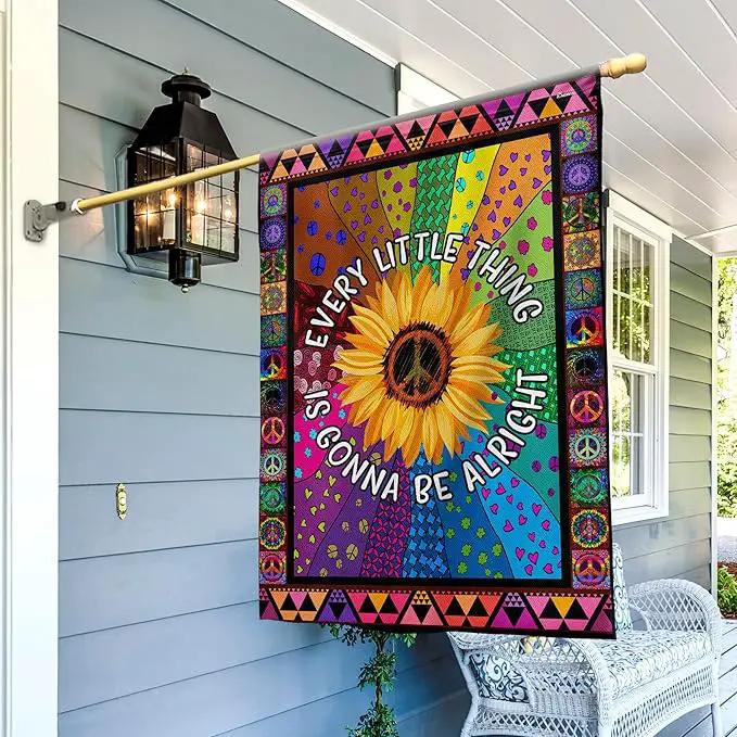 FLAGWIX Flags - Hippie Sunflower. Every Little Thing Gonna Be Alright Flag, House Flag (29.5" x 39.5") - USA House Garden Flags Premium Polyester-Decorative Outdoor Flags by GreenHaven Gardens