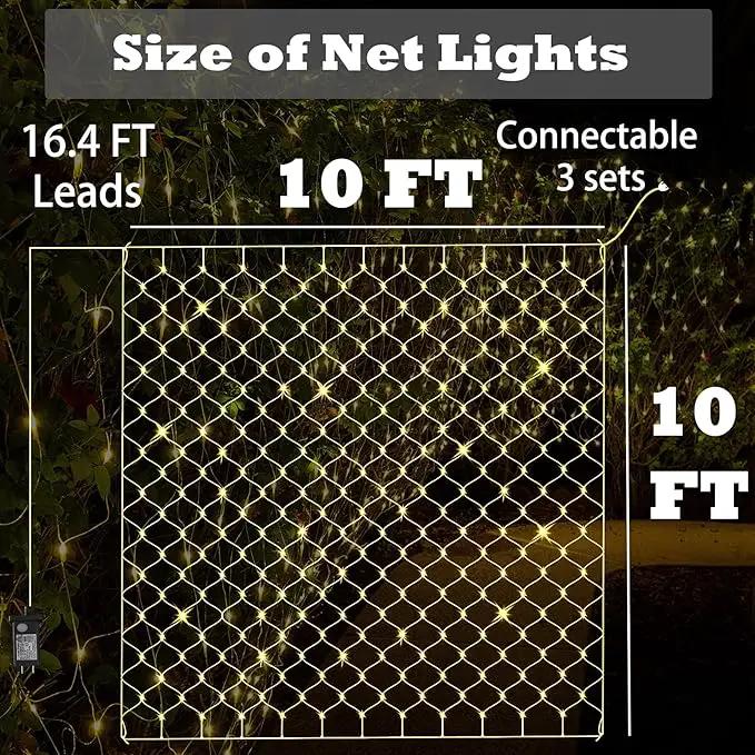Eueasy LED Net Lights, 270 LED 10x10FT with Timer & 8 Lighting Modes, Outdoor Net Lights for Gazebo, Bush, Wedding, Holiday by GreenHaven Gardens