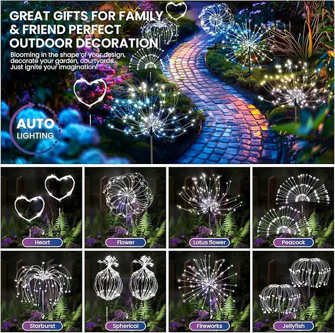 Garden Decor Solar Lights Outdoor,2Pack 120LED Waterproof Cold White Solar Garden Lights Your Outdoor Decoration,Yard, Patio, Porch,Flower Pot,Pathway,Christmas by GreenHaven Gardens