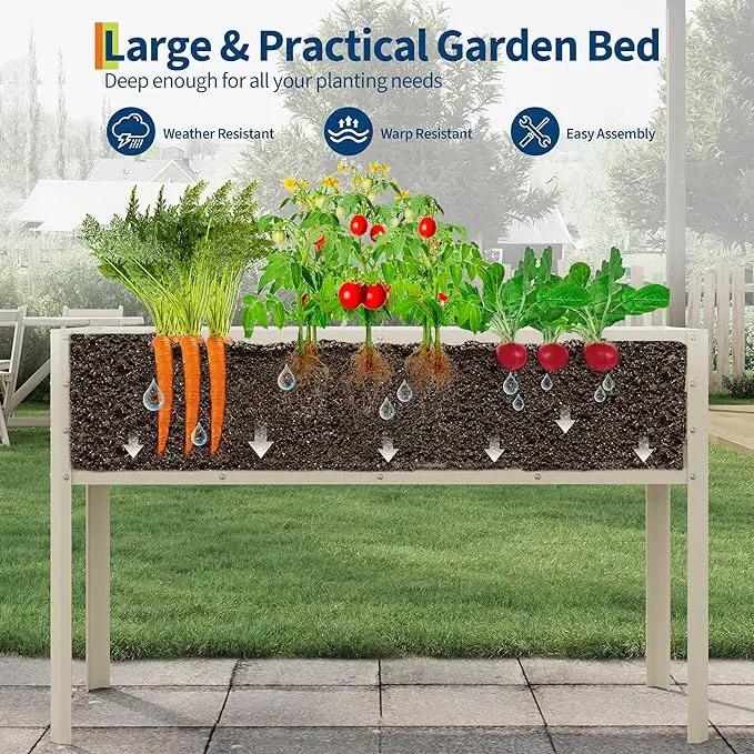 Galvanized Raised Garden Bed with Legs - 50×32×17In Metal Planter Box for Vegetables, Outdoor Raised Garden Beds Gardening, Durable Planter Raised Beds, Sturdy Planters for Outdoor Plants (Beige) by GreenHaven Gardens