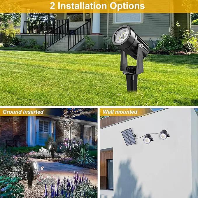Solar Spot Lights Outdoor, Solar Landscape Spotlights IP65 Waterproof 9.8ft Cable, Auto On/Off Outdoor Wall Lights for Garden Yard Driveway Porch Walkway Pool (6000K White 2 Pack) by GreenHaven Gardens