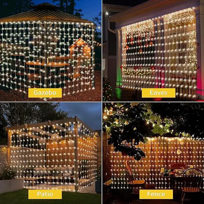 32.8 * 6.56FT Large Size Solar Curtain Lights Outdoor, 8 Modes Icicle Lights, Solar Garden Christmas Decortions for Patio, Gazebo, Eaves, Fence, Tree, Porch (White) by GreenHaven Gardens