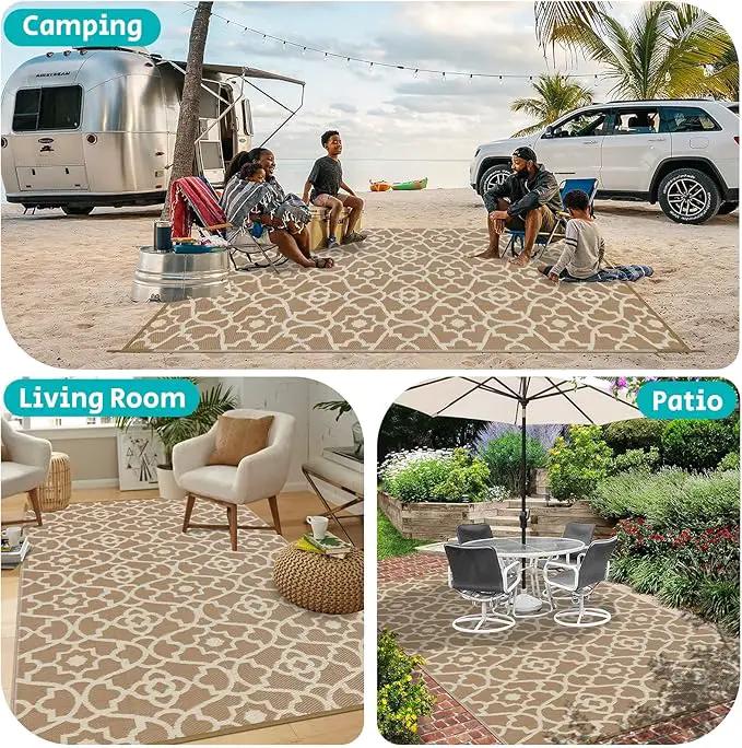 HEBE Outdoor Rug Waterproof 8x10, Plastic Straw Rug Camping Rug, Reversible Outdoor Patio Rugs RV Mat Clearance, Indoor Outside Floor Carpet for Porch,Deck,Camper,Balcony,Backyard by GreenHaven Gardens
