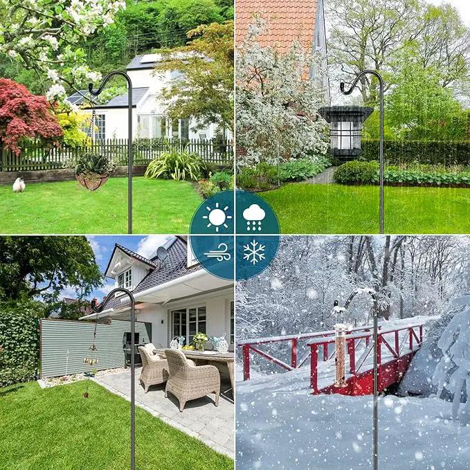 Gtongoko 2 Pack 108 Inch Tall Shepherds Hooks for Outdoor Bird Feeders, Heavy Duty Bird Feeder Pole Stand, Adjustable Hanger for Plant, Lights, Lanterns Wedding Decor with 7 Prongs Base by GreenHaven Gardens