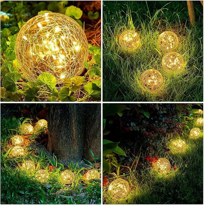 Honoson 3.9 Inch Solar Globe Lights Outdoor Waterproof, Solar Balls for Garden Cracked Glass Ball, Ground Landscape Garden Decor for Patio and Yard Lawn Backyard (6 Pieces) by GreenHaven Gardens