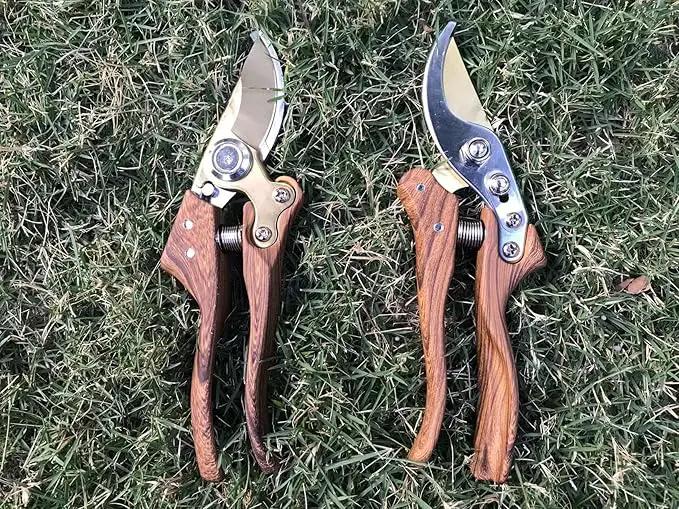 Garden Shears, Japanese Floral branch cutters, Snips for Gardening, Flower scissors Florist clippers, Hand Held Pruners for Gardening Heavy Duty, Pruning shears for garden (Wood grain) by GreenHaven Gardens