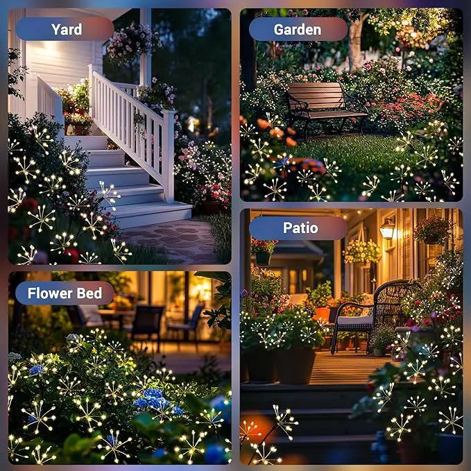 Solar Garden Decor Lights Outdoor, Solar Powered Lights Waterproof for Yard Patio Porch Flowerbed, Fairy Gardening Supplies Gifts Firwork(8 Pack Warm White) by GreenHaven Gardens