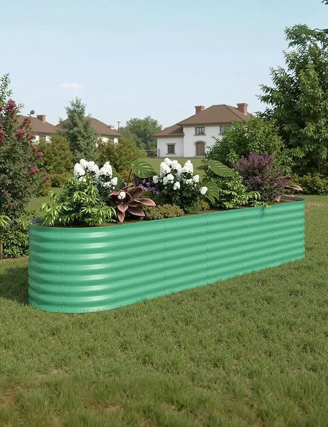 8x2x2ft Raised Garden Bed,Galvanized Raised Planter Boxes Outdoor with Easy Assembly, Large Garden Bed for Vegetables, Fruits, Flower,Raised Garden Bed,Green by GreenHaven Gardens