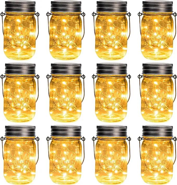 GIGALUMI Solar Mason Jar Lights, 12 Pack 30 Led String Fairy Lights Garden Lights Outdoor Waterproof Hanging Solar Lanterns for Outdoor, Garden, Patio, Lawn, Balcony Decoration by GreenHaven Gardens